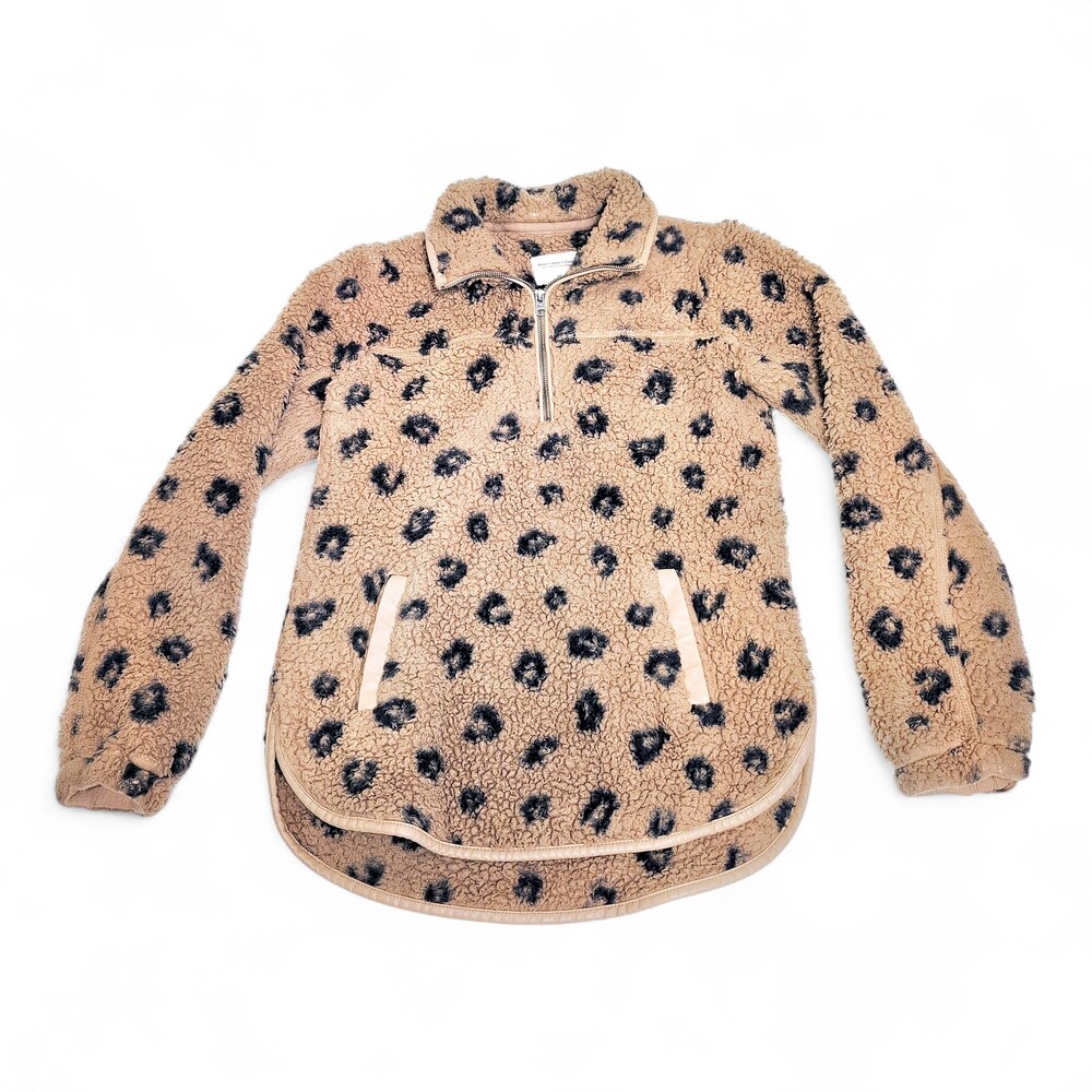 Abercrombie & Fitch‎ Brown Leopard Teddy Quarter-Zip Jacket XS